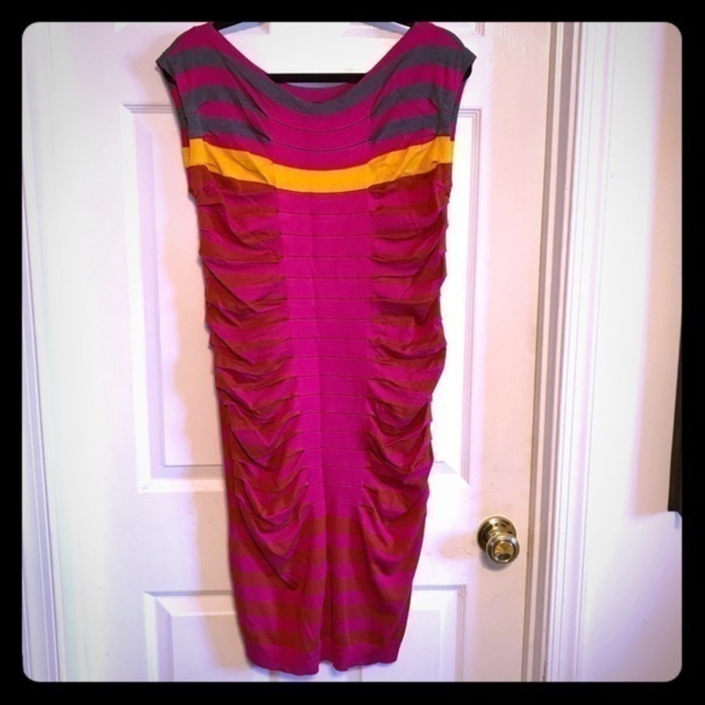 Ted Baker magenta ruched knit dress